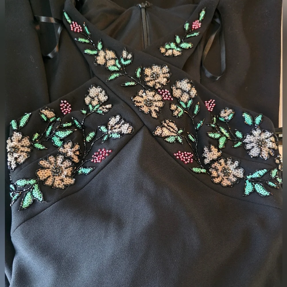 Pronovias Barcelona Embellished Black Halter Gown High-Low Hem-NWT Size 2 - Picture 12 of 15